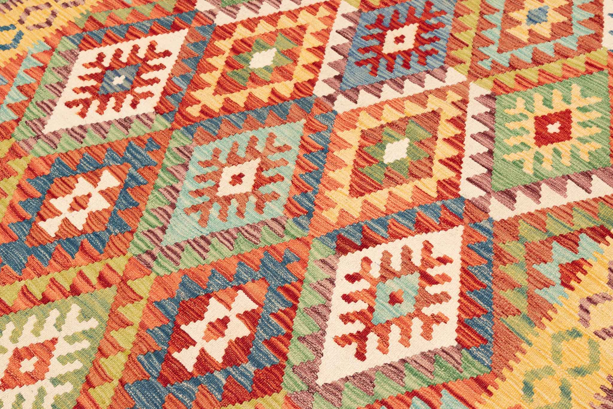 Handgewebter Kelim-Teppich aus Schurwolle, 176 × 242 cm