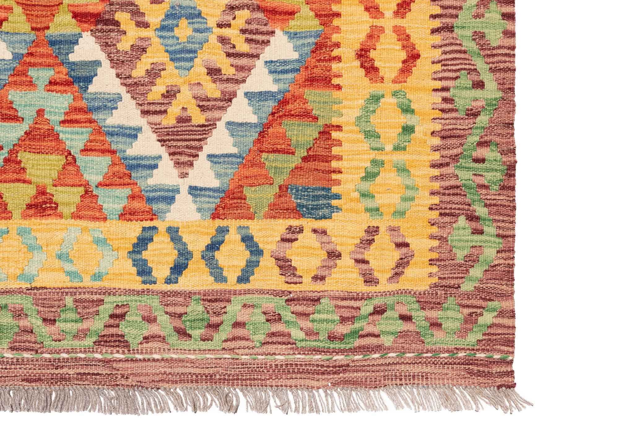 Handgewebter Kelim-Teppich aus Schurwolle, 176 × 242 cm