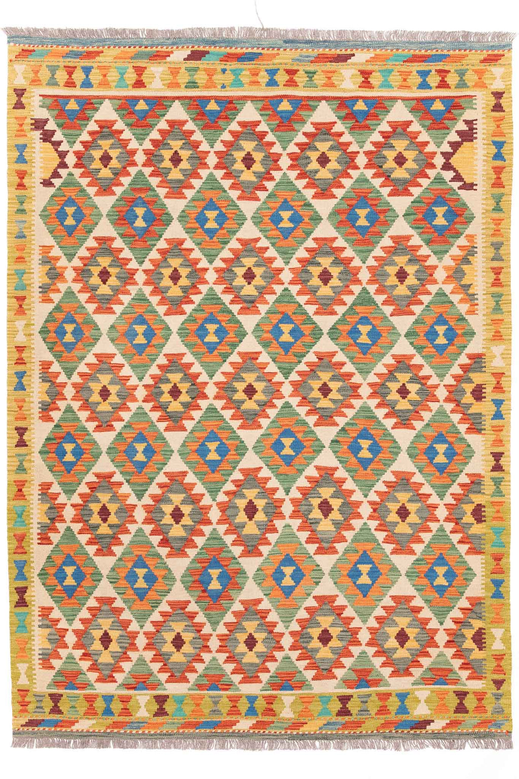 Handgewebter Kelim-Teppich aus Schurwolle, 168 × 236 cm