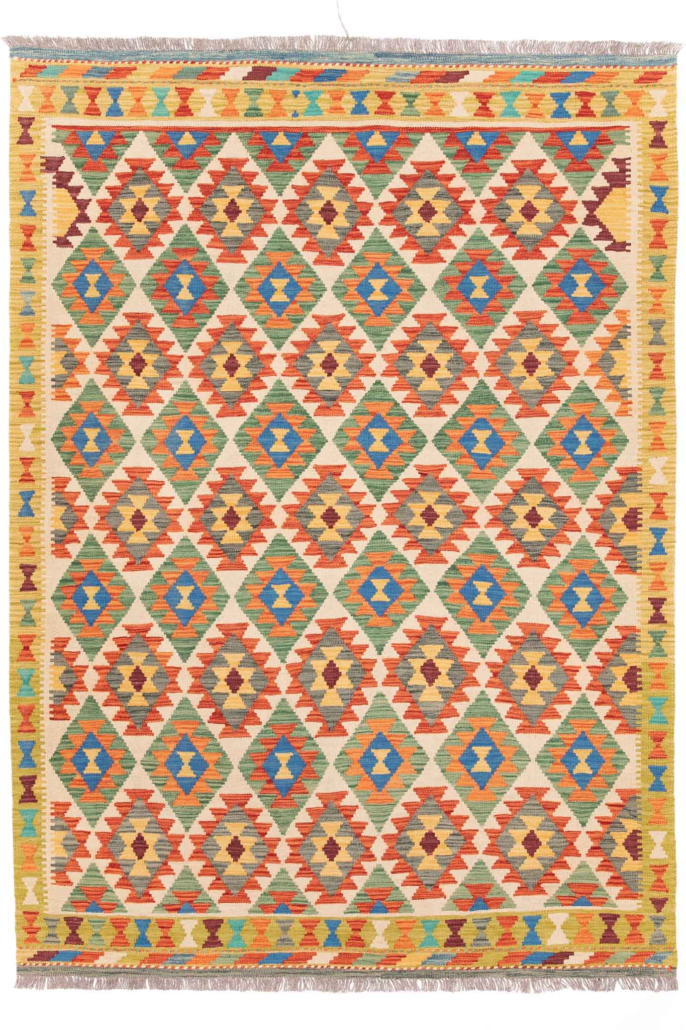 Handgewebter Kelim-Teppich aus Schurwolle, 168 × 236 cm