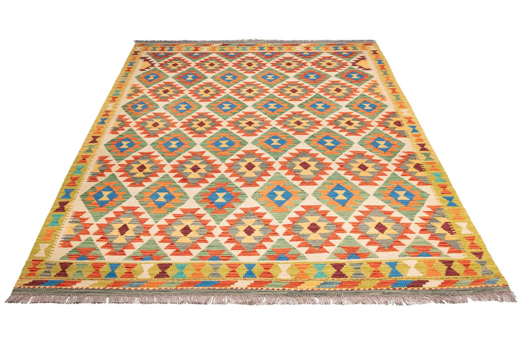 Handgewebter Kelim-Teppich aus Schurwolle, 168 × 236 cm