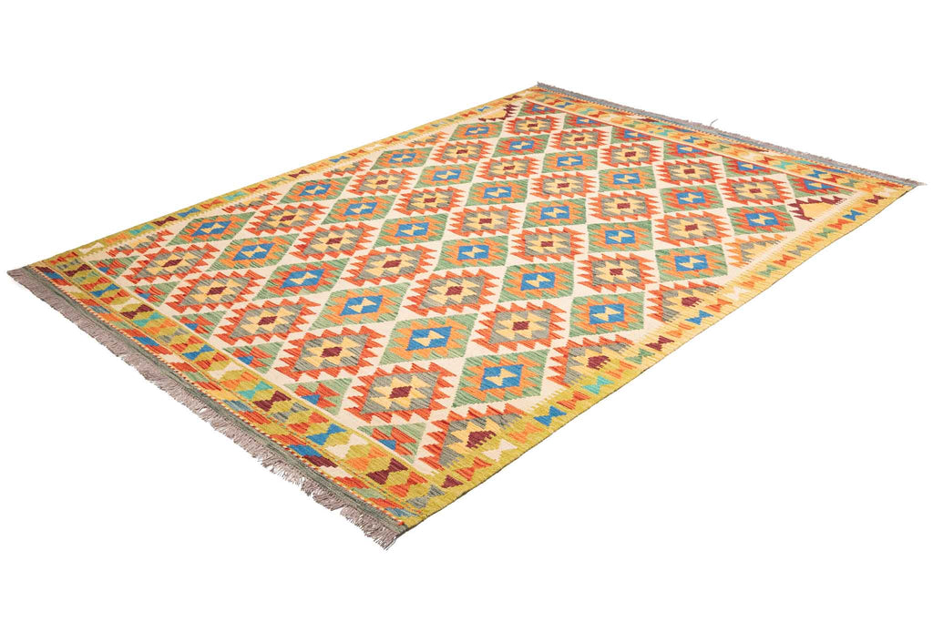 Handgewebter Kelim-Teppich aus Schurwolle, 168 × 236 cm