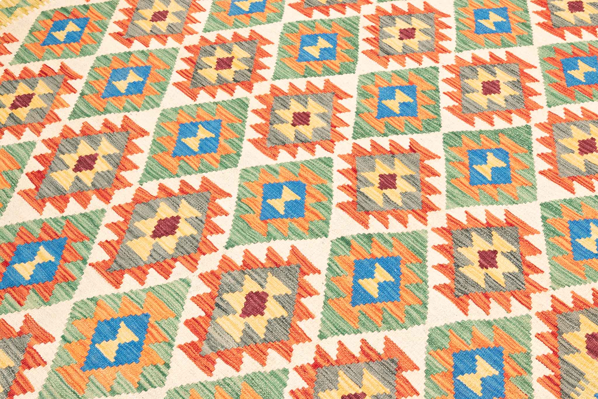 Handgewebter Kelim-Teppich aus Schurwolle, 168 × 236 cm