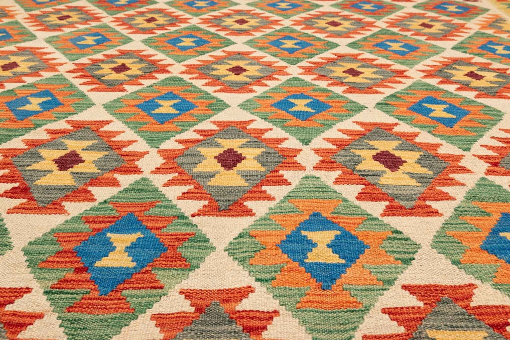 Handgewebter Kelim-Teppich aus Schurwolle, 168 × 236 cm