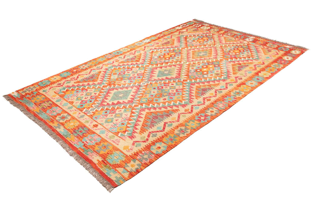 Handgewebter Kelim-Teppich aus Schurwolle, 153 × 245 cm