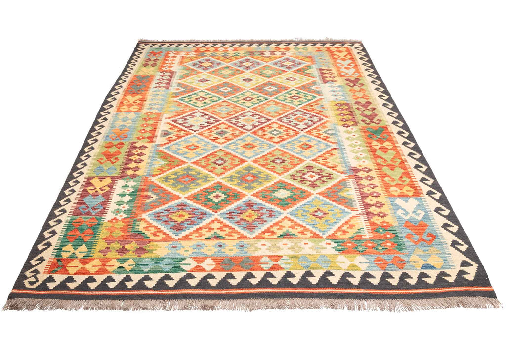 Handgewebter Kelim-Teppich aus Schurwolle, 172 × 243 cm