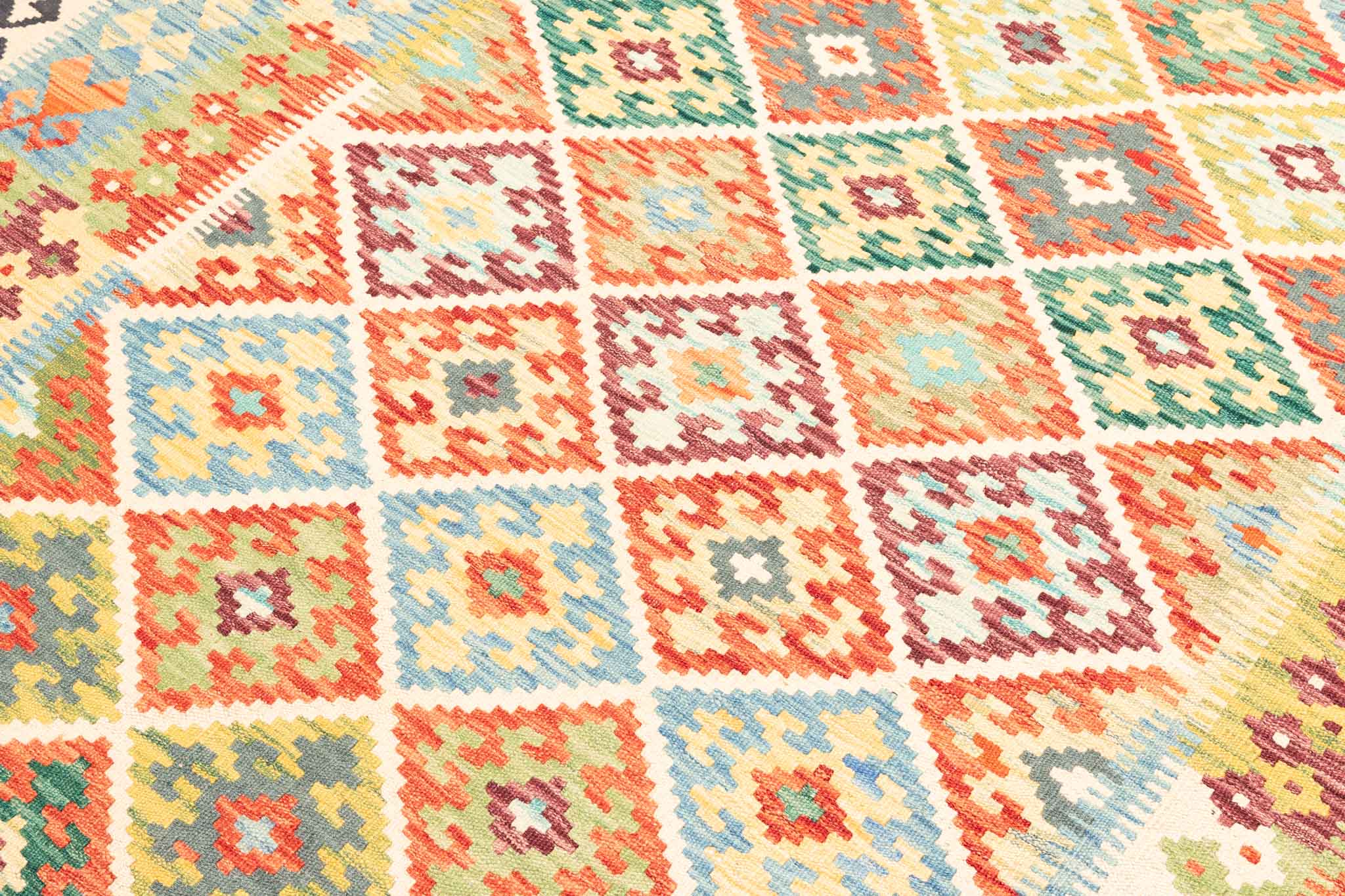 Handgewebter Kelim-Teppich aus Schurwolle, 172 × 243 cm