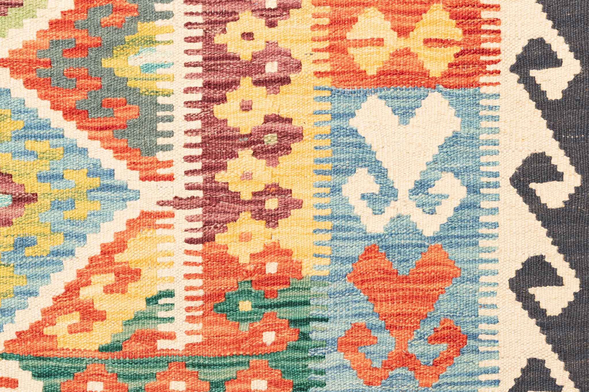 Handgewebter Kelim-Teppich aus Schurwolle, 172 × 243 cm