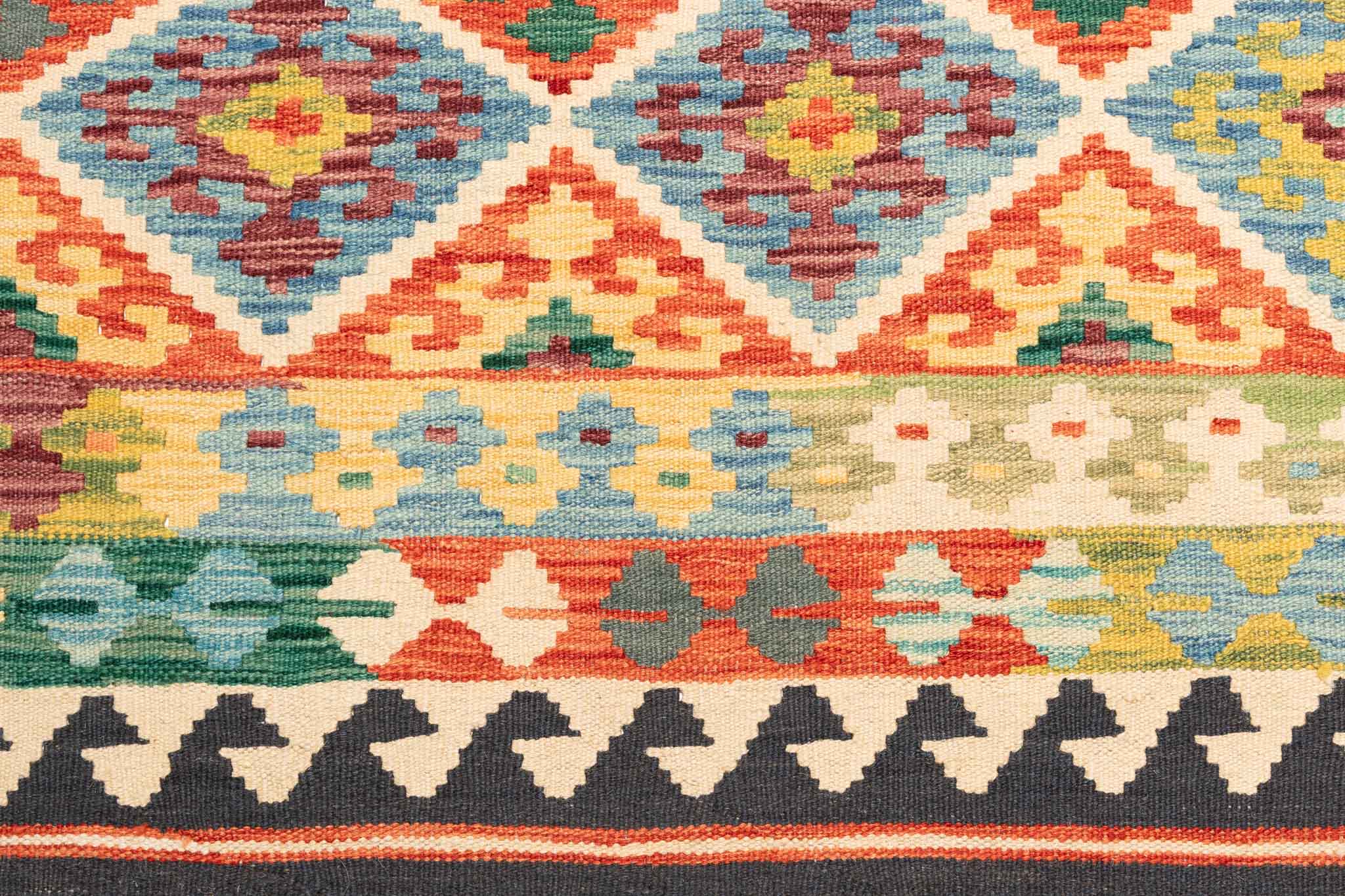 Handgewebter Kelim-Teppich aus Schurwolle, 172 × 243 cm
