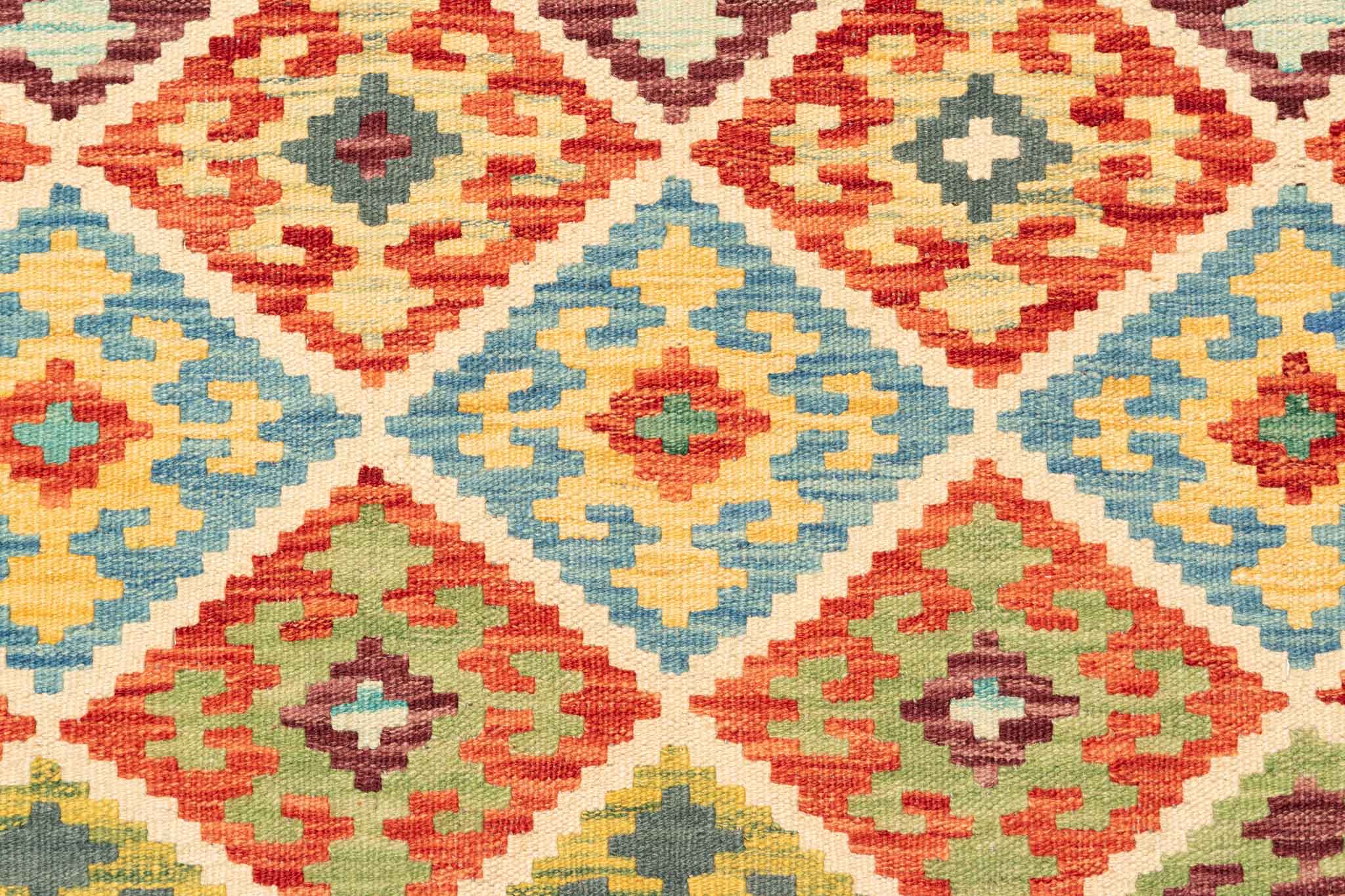 Handgewebter Kelim-Teppich aus Schurwolle, 172 × 243 cm