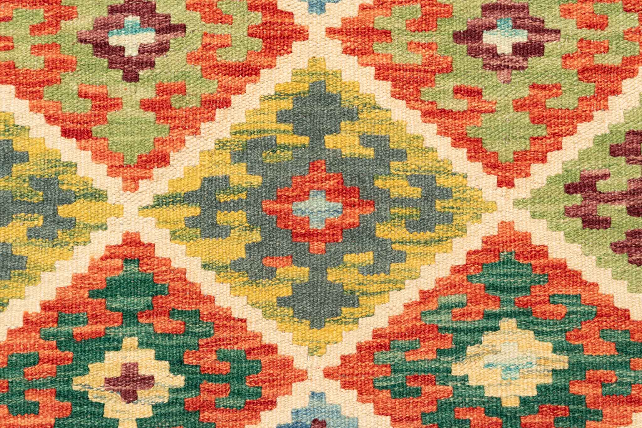Handgewebter Kelim-Teppich aus Schurwolle, 172 × 243 cm