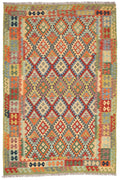 Handgewebter Kelim-Teppich aus Schurwolle, 202 × 304 cm