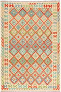 Handgewebter Kelim-Teppich aus Schurwolle, 196 × 296 cm