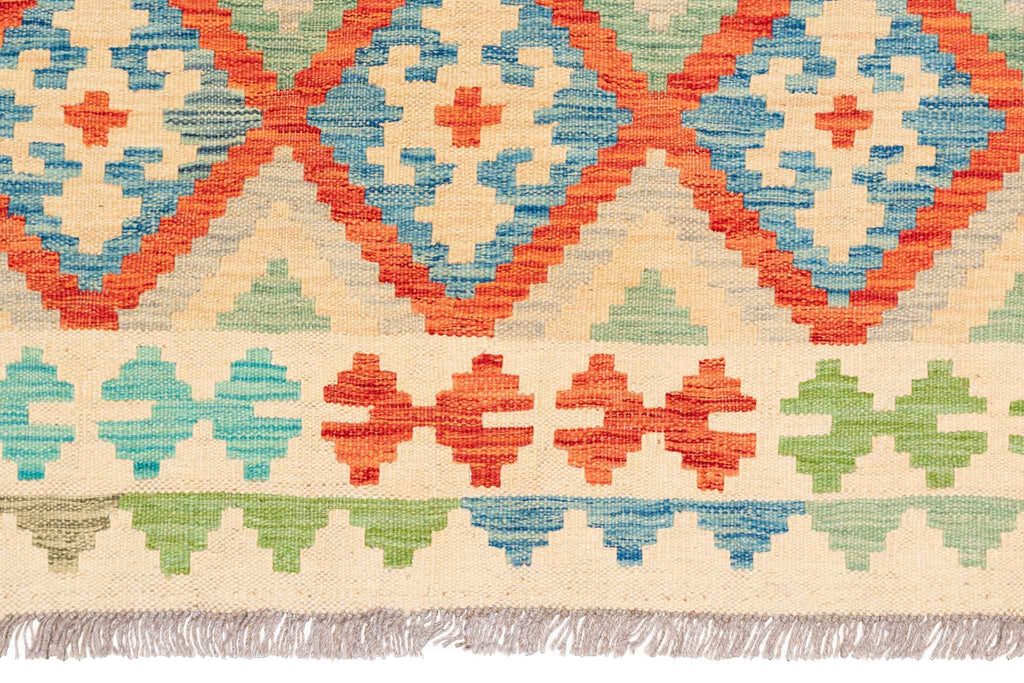 Handgewebter Kelim-Teppich aus Schurwolle, 196 × 296 cm