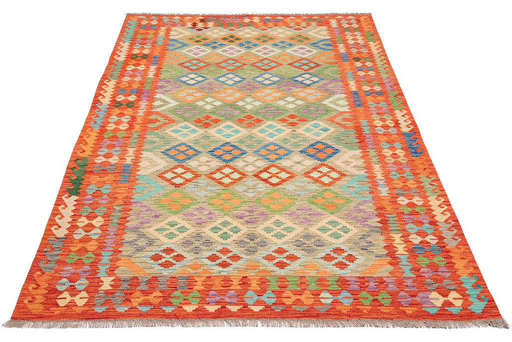 Handgewebter Kelim-Teppich aus Schurwolle, 192 × 295 cm