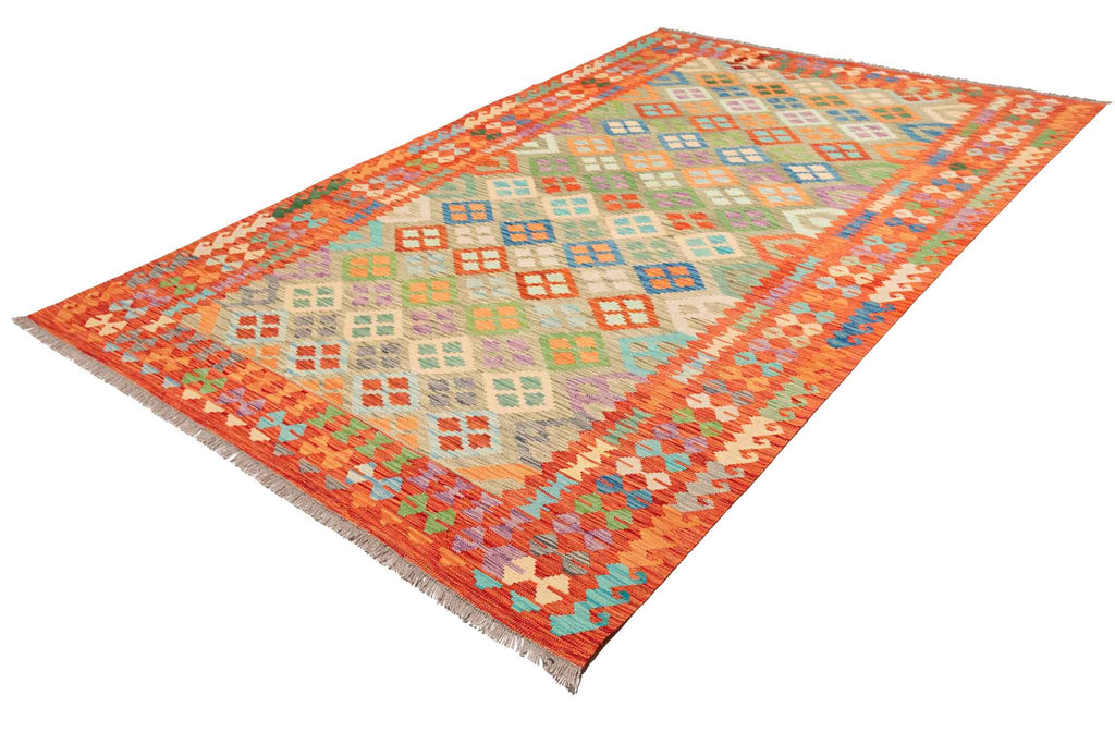 Handgewebter Kelim-Teppich aus Schurwolle, 192 × 295 cm