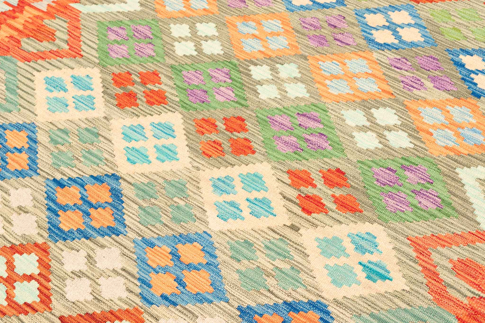 Handgewebter Kelim-Teppich aus Schurwolle, 192 × 295 cm