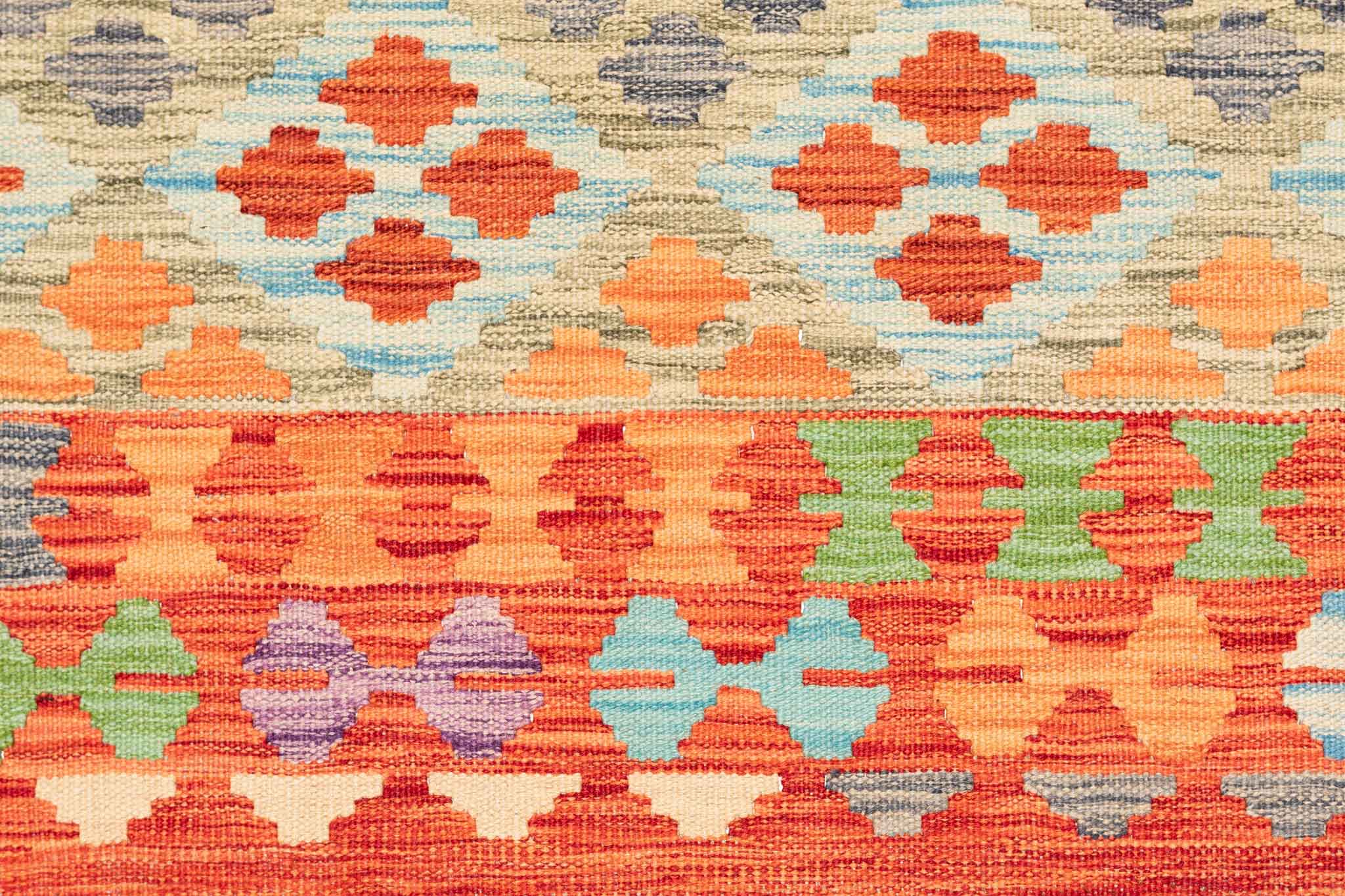 Handgewebter Kelim-Teppich aus Schurwolle, 192 × 295 cm