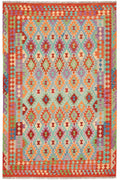Handgewebter Kelim-Teppich aus Schurwolle, 198 × 304 cm