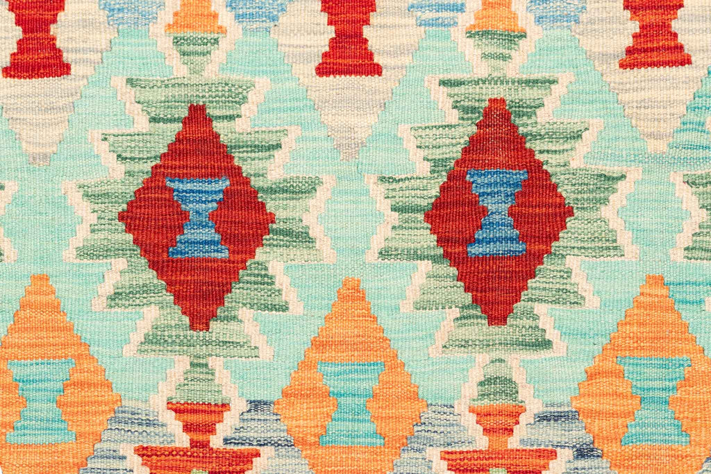 Handgewebter Kelim-Teppich aus Schurwolle, 198 × 304 cm