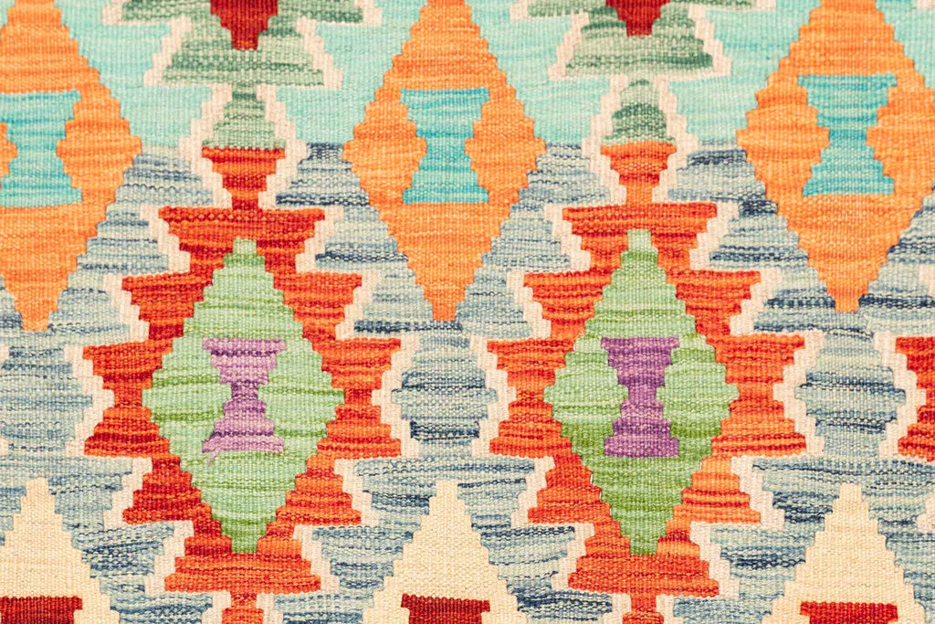 Handgewebter Kelim-Teppich aus Schurwolle, 198 × 304 cm