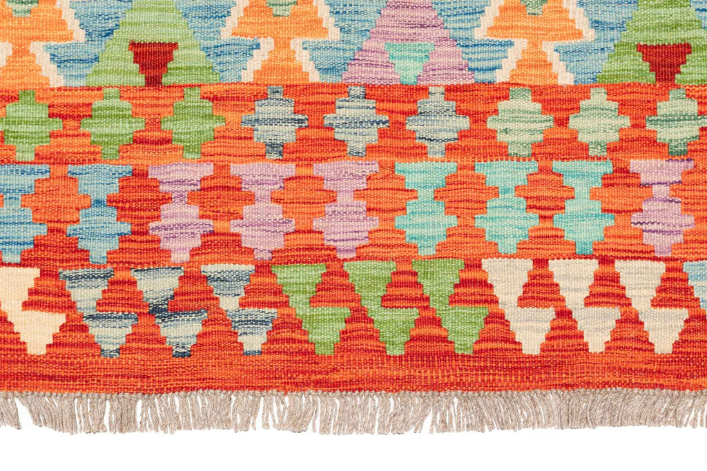 Handgewebter Kelim-Teppich aus Schurwolle, 198 × 304 cm