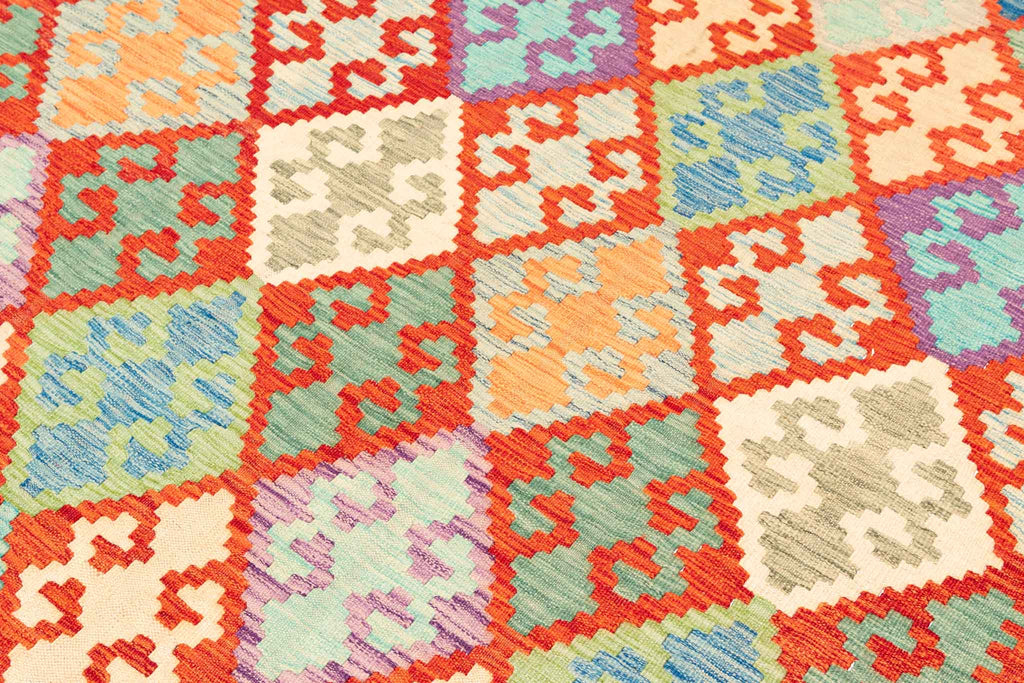 Handgewebter Kelim-Teppich aus Schurwolle, 196 × 299 cm
