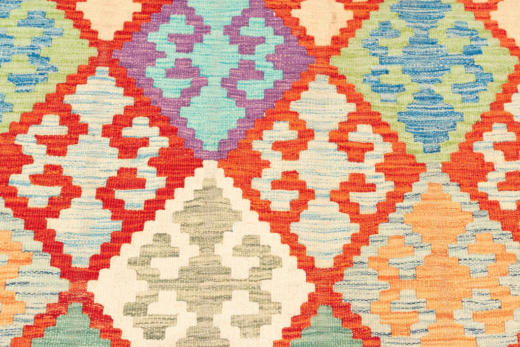 Handgewebter Kelim-Teppich aus Schurwolle, 196 × 299 cm