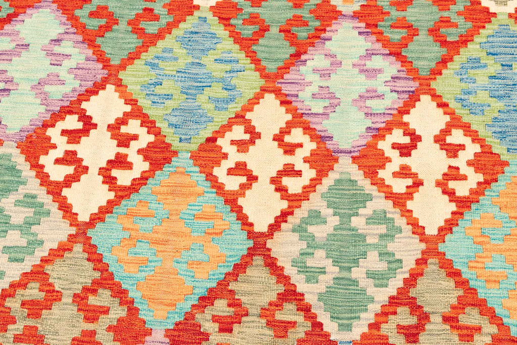 Handgewebter Kelim-Teppich aus Schurwolle, 196 × 299 cm