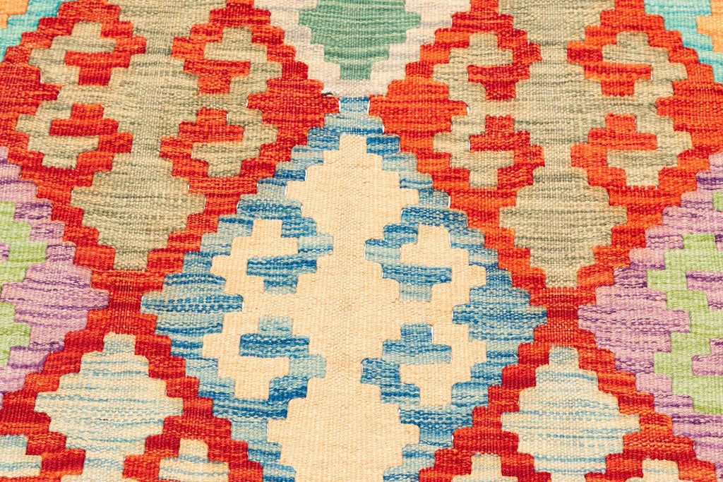 Handgewebter Kelim-Teppich aus Schurwolle, 196 × 299 cm