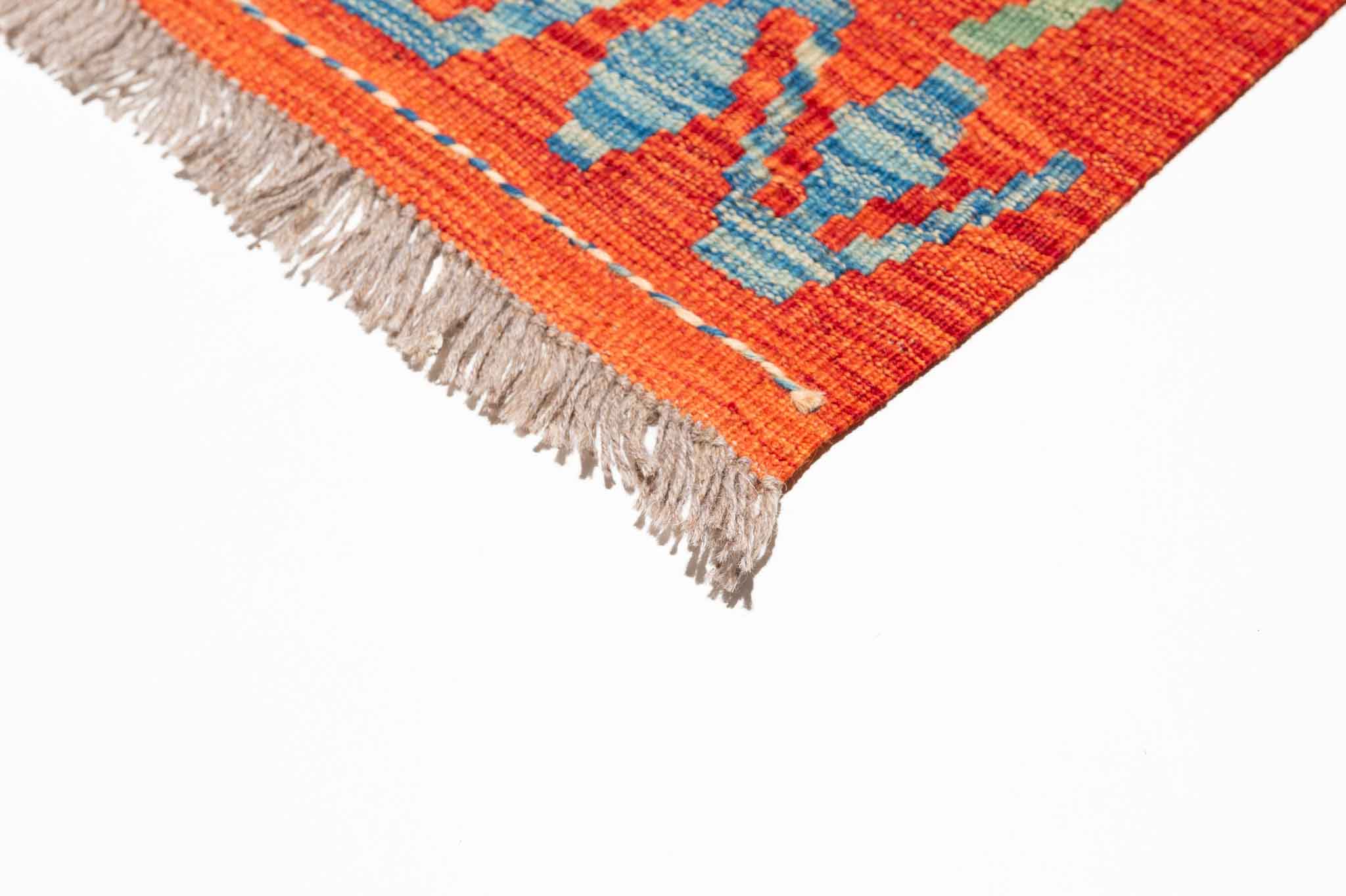 Handgewebter Kelim-Teppich aus Schurwolle, 196 × 299 cm