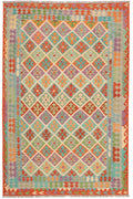 Handgewebter Kelim-Teppich aus Schurwolle, 204 × 314 cm