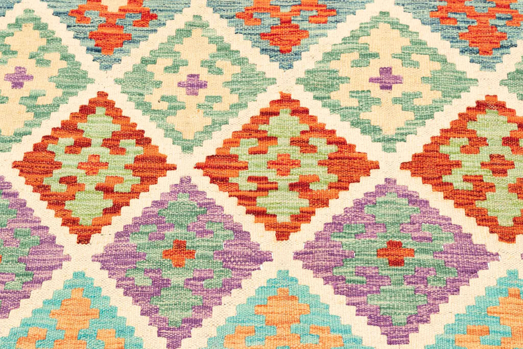 Handgewebter Kelim-Teppich aus Schurwolle, 204 × 314 cm