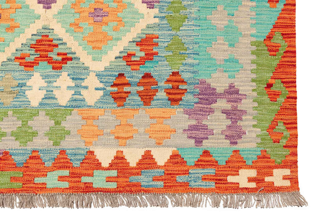 Handgewebter Kelim-Teppich aus Schurwolle, 204 × 314 cm