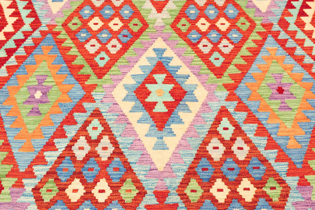 Handgewebter Kelim-Teppich aus Schurwolle, 200 × 302 cm