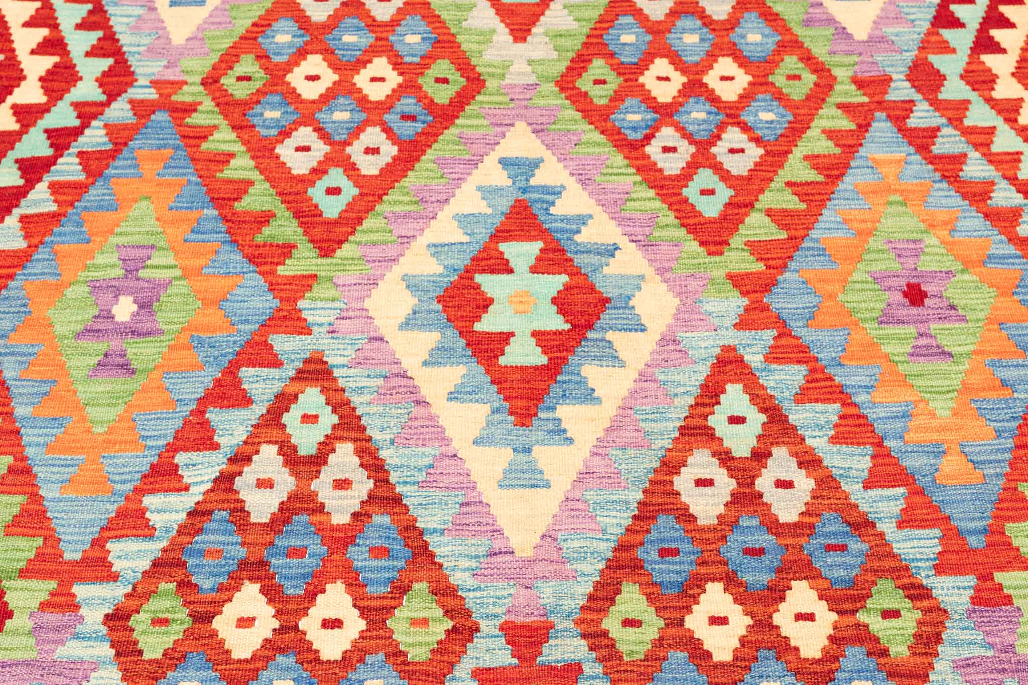 Handgewebter Kelim-Teppich aus Schurwolle, 200 × 302 cm