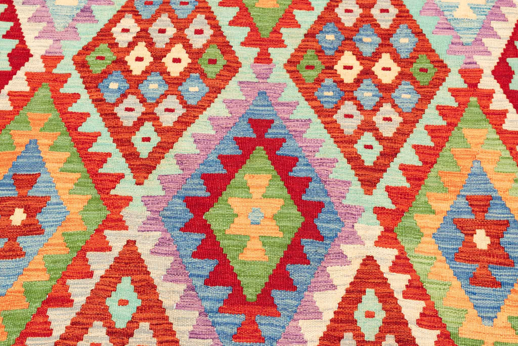 Handgewebter Kelim-Teppich aus Schurwolle, 200 × 302 cm