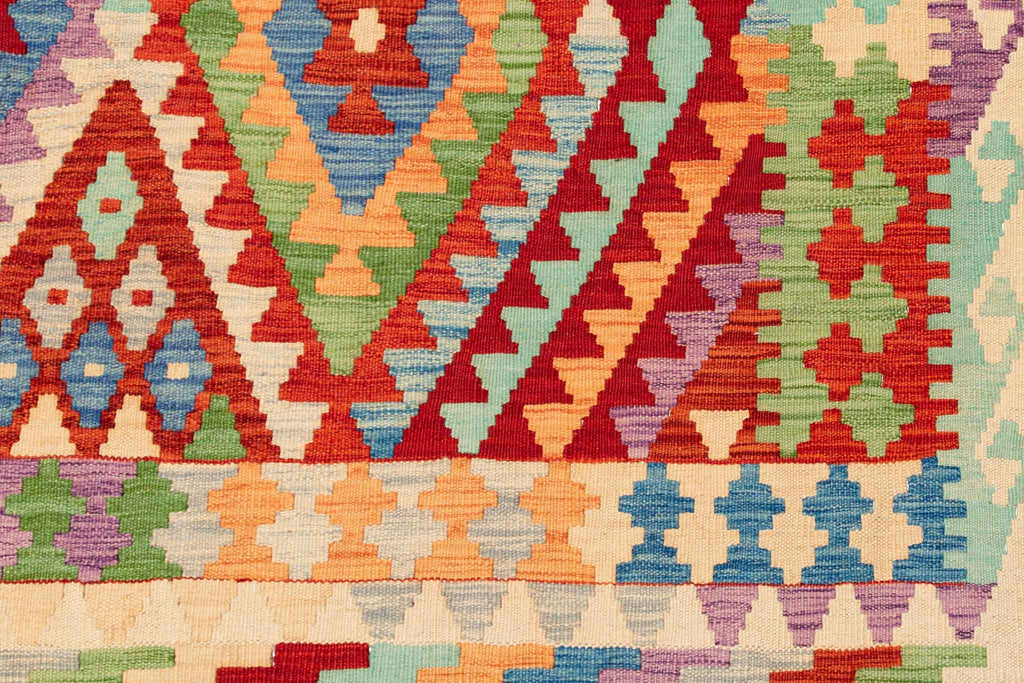 Handgewebter Kelim-Teppich aus Schurwolle, 200 × 302 cm