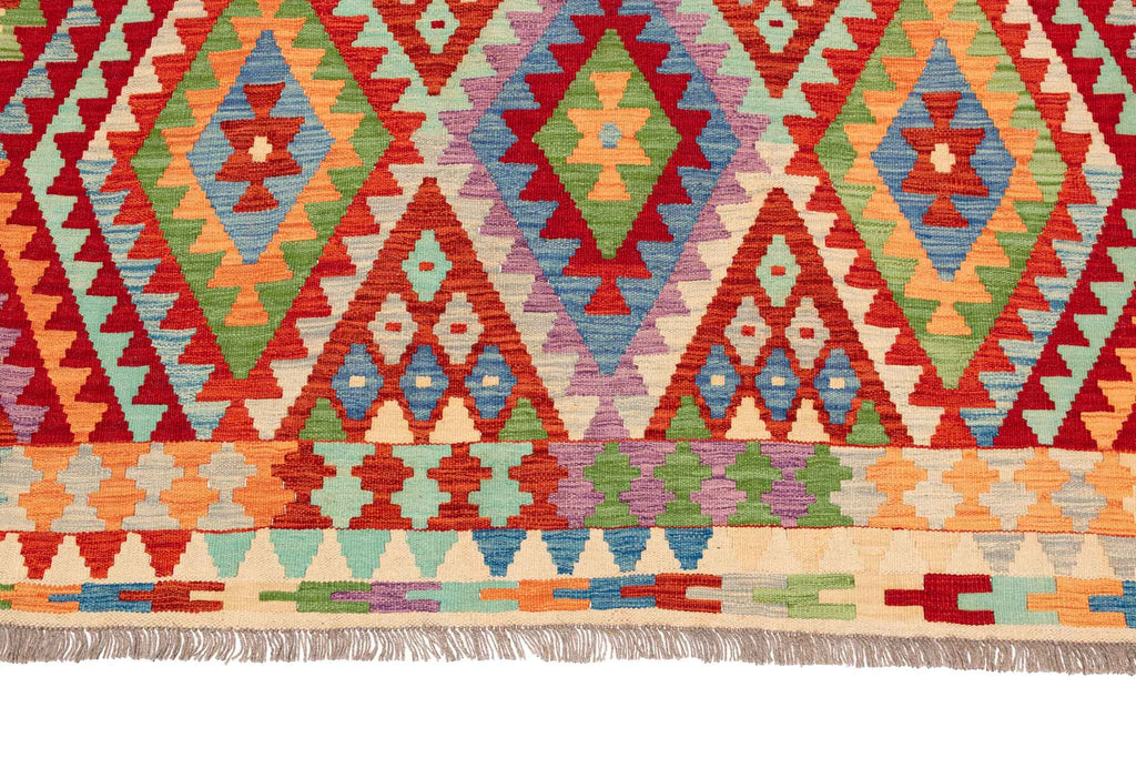 Handgewebter Kelim-Teppich aus Schurwolle, 200 × 302 cm