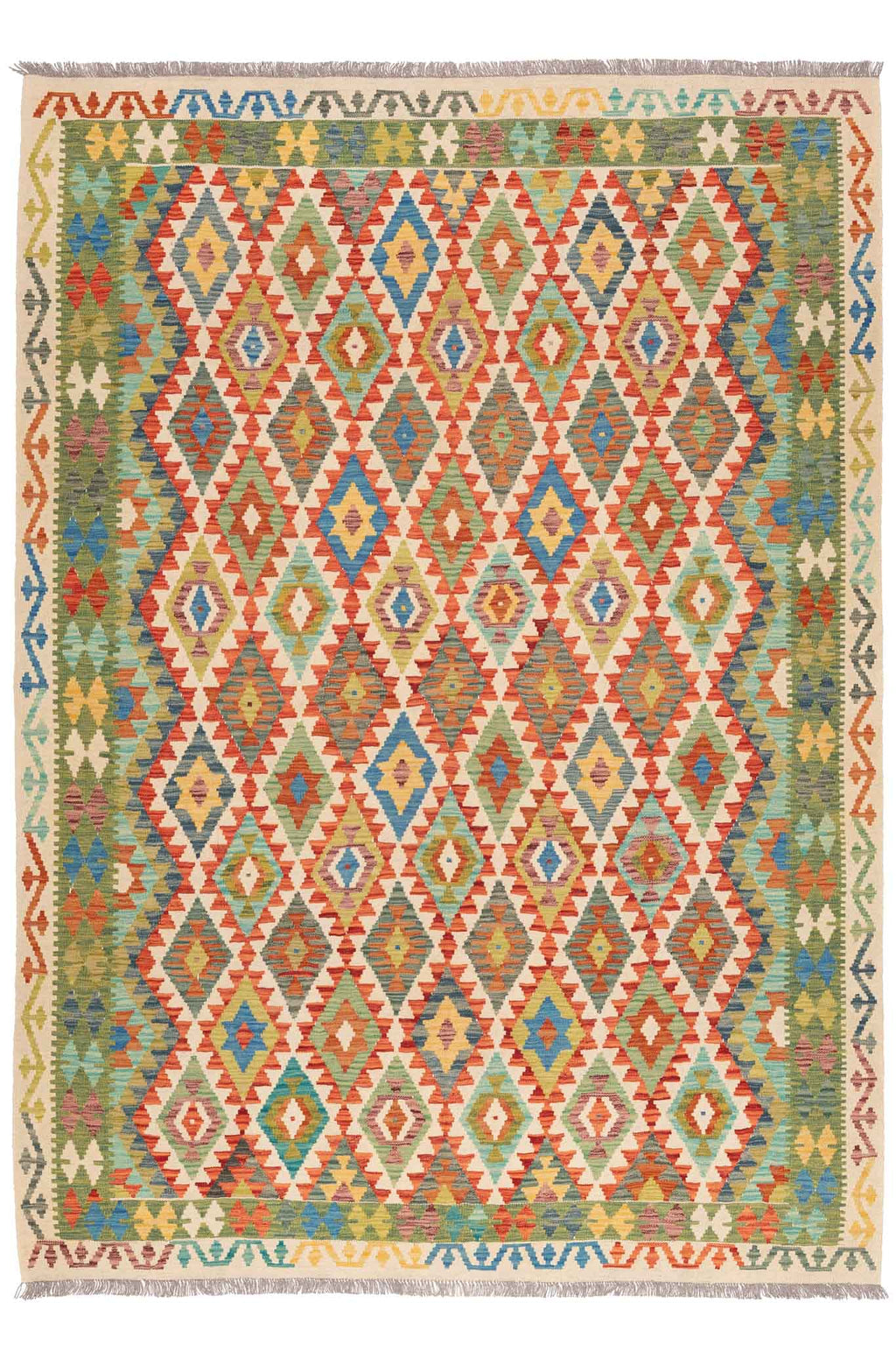 Handgewebter Kelim-Teppich aus Schurwolle, 209 × 292 cm