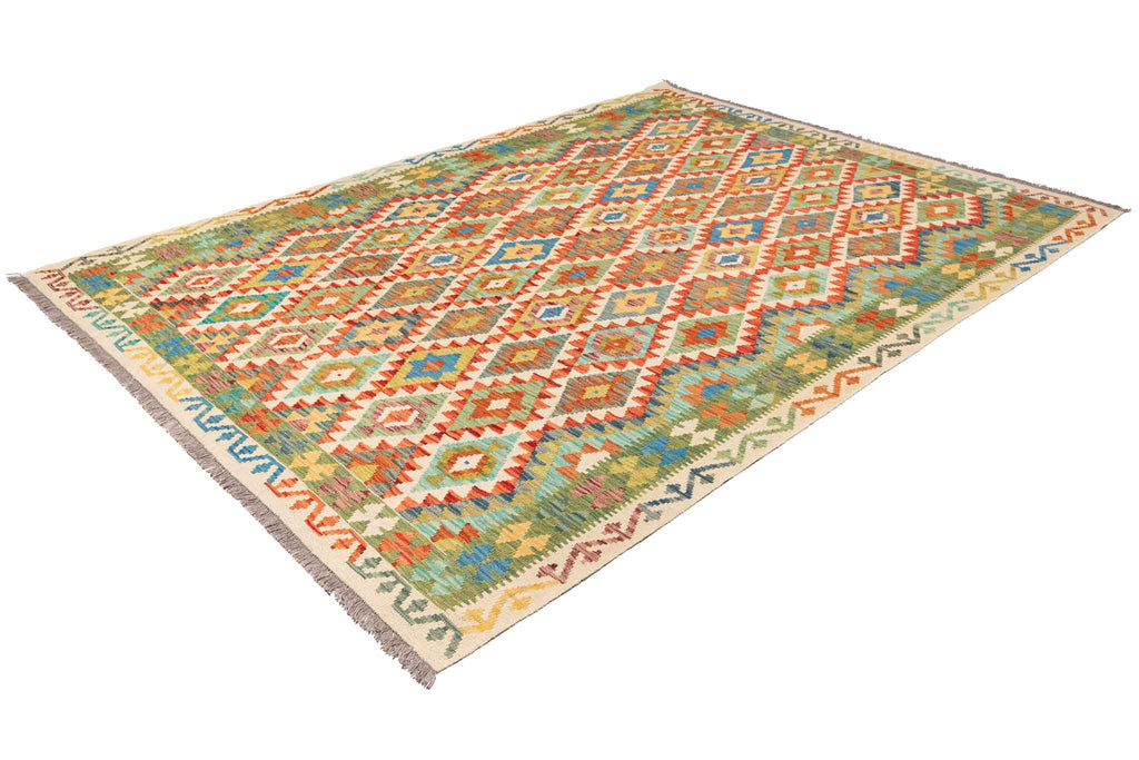 Handgewebter Kelim-Teppich aus Schurwolle, 209 × 292 cm