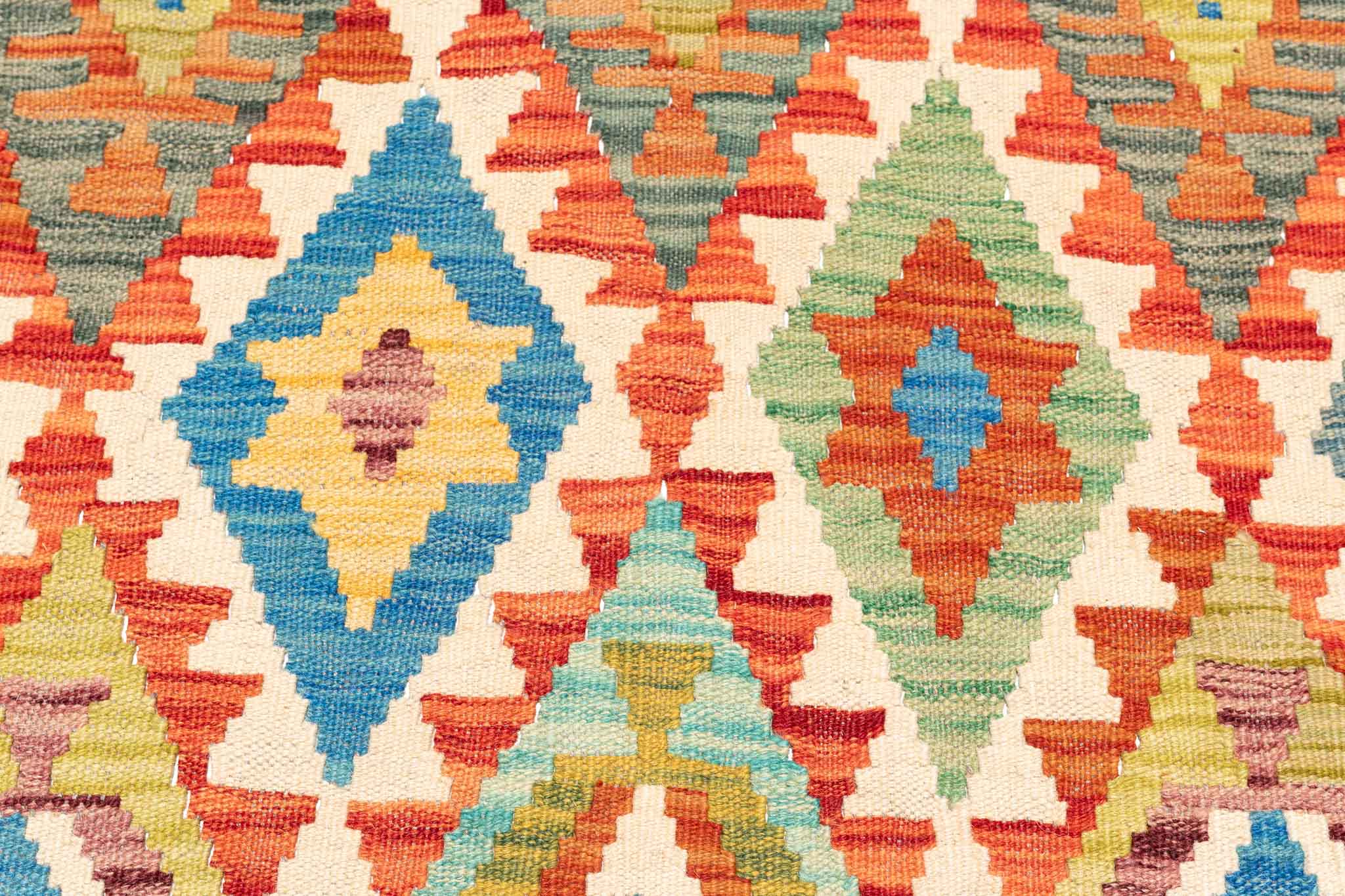 Handgewebter Kelim-Teppich aus Schurwolle, 209 × 292 cm