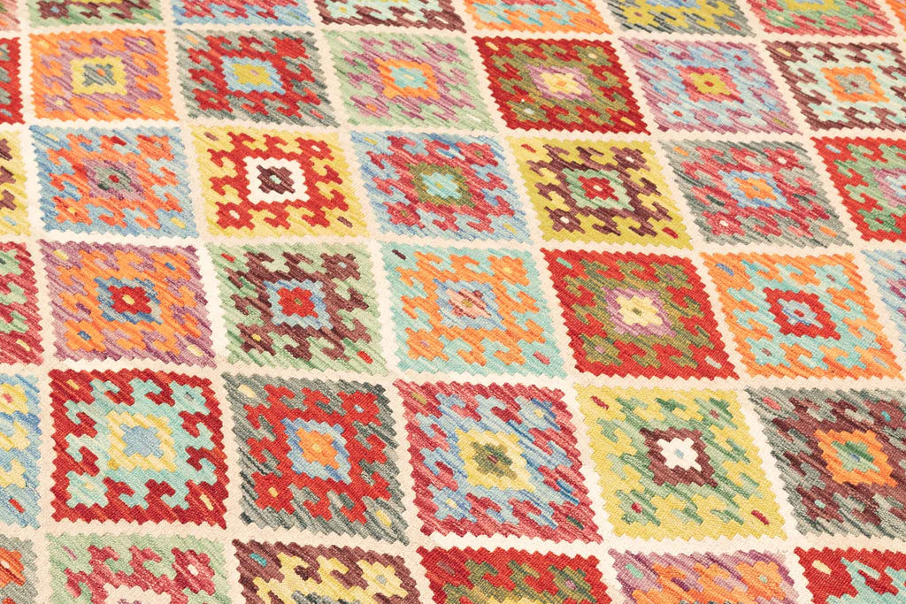 Handgewebter Kelim-Teppich aus Schurwolle, 194 × 293 cm