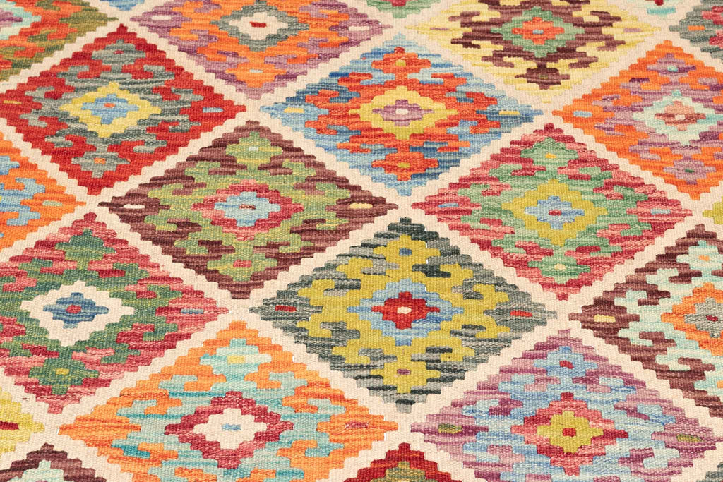 Handgewebter Kelim-Teppich aus Schurwolle, 194 × 293 cm