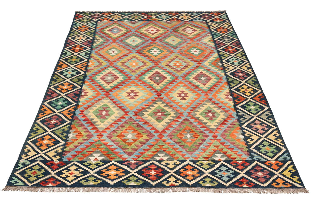 Handgewebter Kelim-Teppich aus Schurwolle, 207 × 300 cm