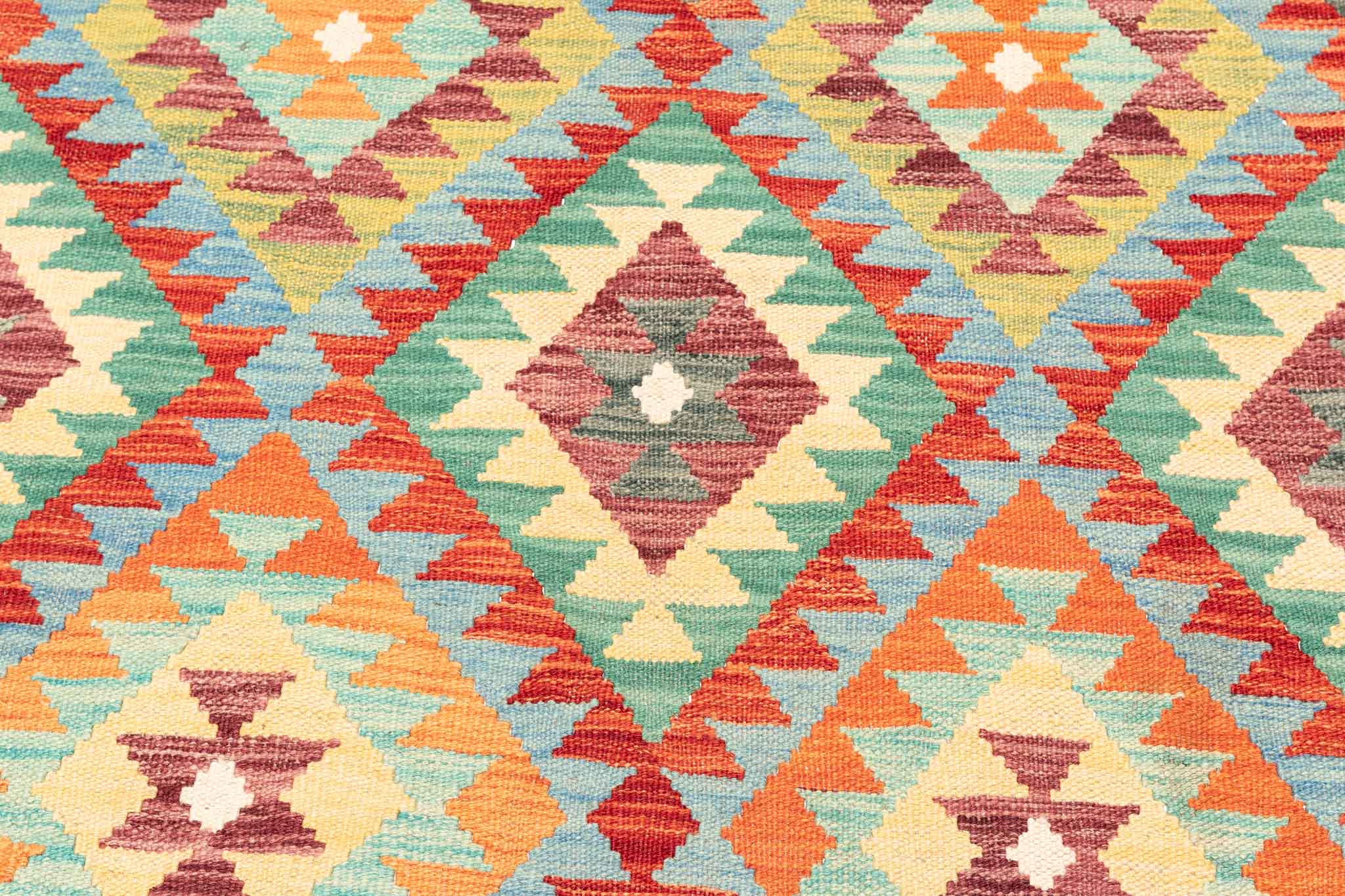 Handgewebter Kelim-Teppich aus Schurwolle, 207 × 300 cm