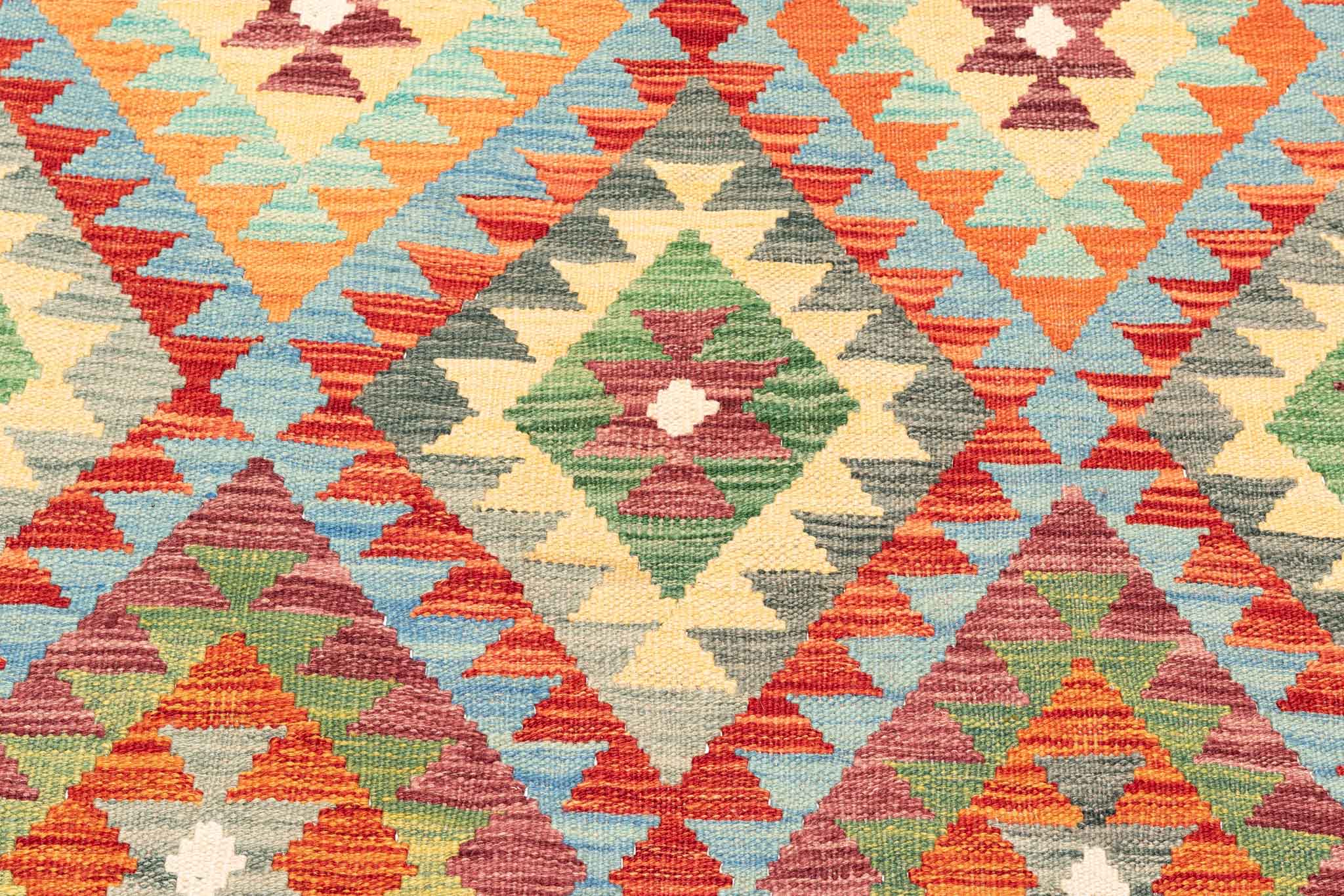 Handgewebter Kelim-Teppich aus Schurwolle, 207 × 300 cm
