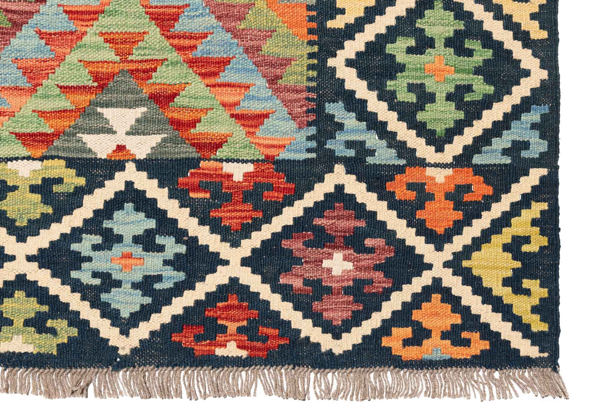 Handgewebter Kelim-Teppich aus Schurwolle, 207 × 300 cm