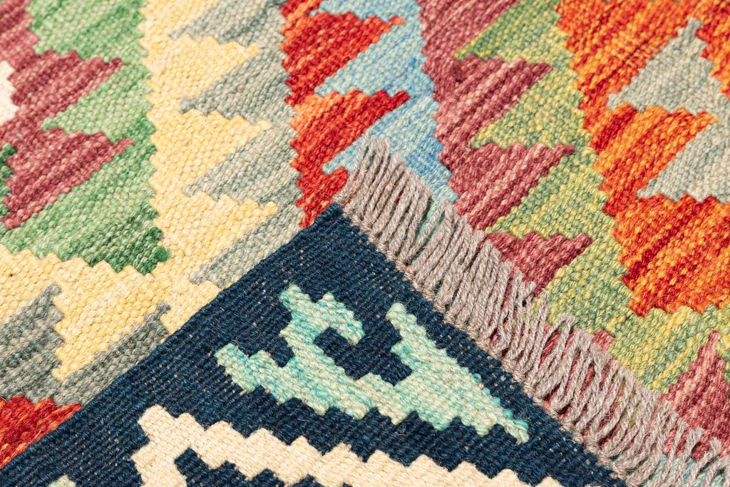 Handgewebter Kelim-Teppich aus Schurwolle, 207 × 300 cm