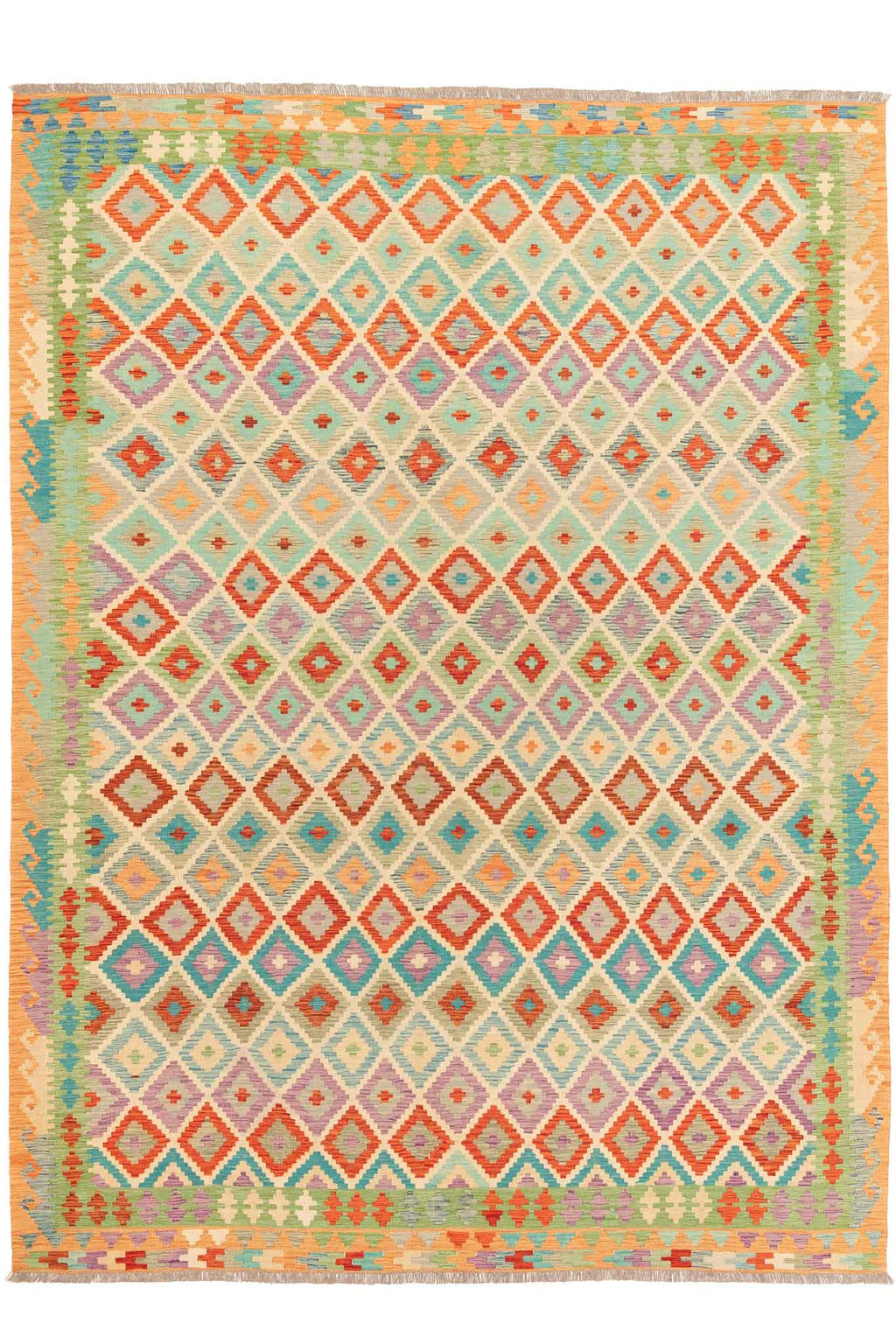 Handgewebter Kelim-Teppich aus Schurwolle, 262 × 352 cm